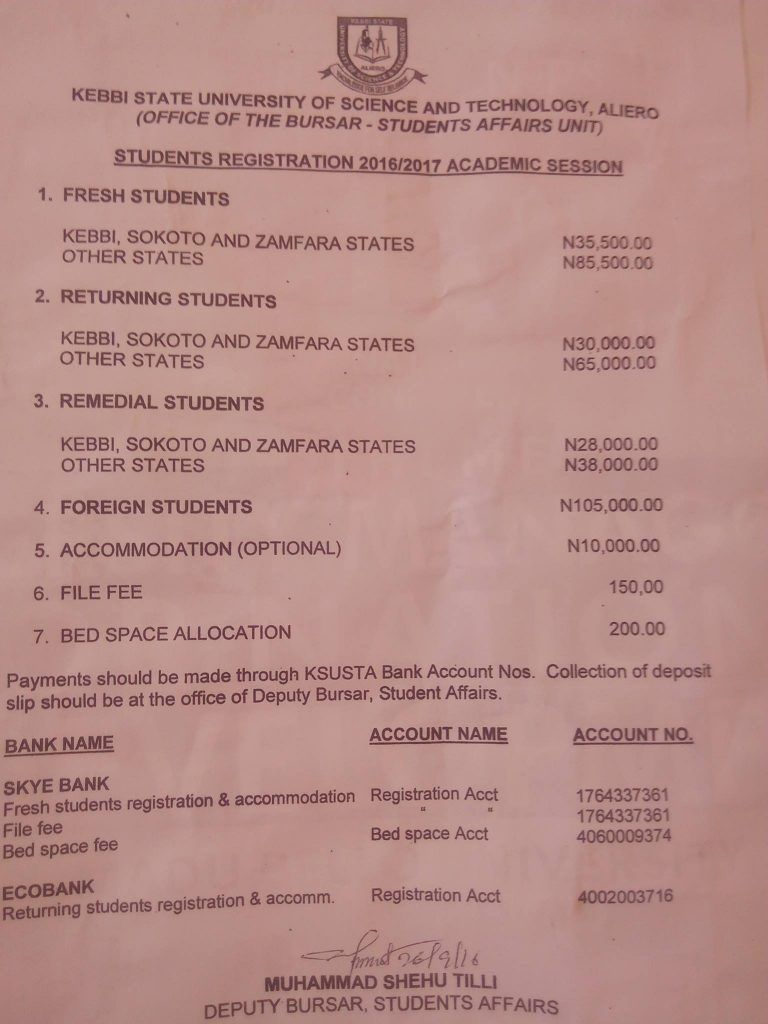 how check jamb 2016 result KSUSTA School Released Schedule 2016/2017 Fees Session
